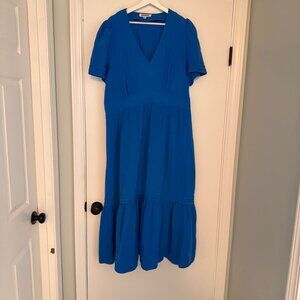 Boden Anna Double Cloth Midi Dress Blue Cotton Sleeveless Size US 16